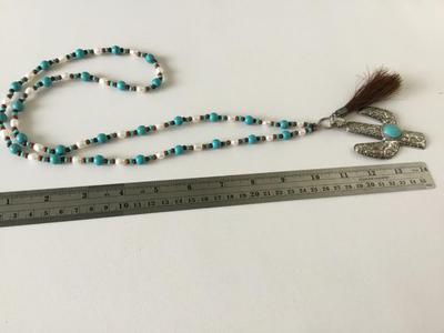 Western beaded statement cactus necklace