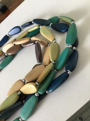 Multi layer colorful wood type beaded necklace