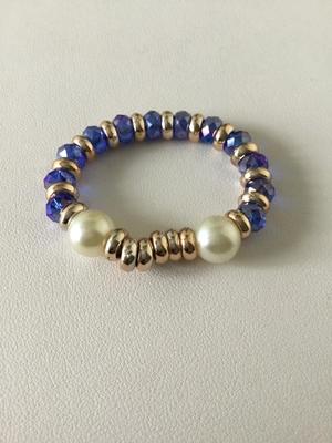 Blue faux beaded stretchy bracelet
