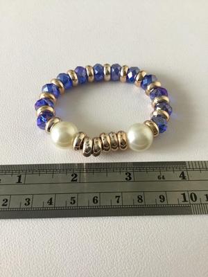 Blue faux beaded stretchy bracelet