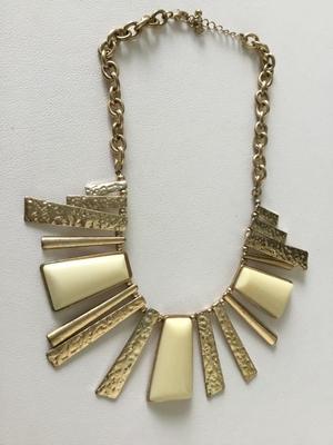 Beautiful enamel type gold tone bib necklace