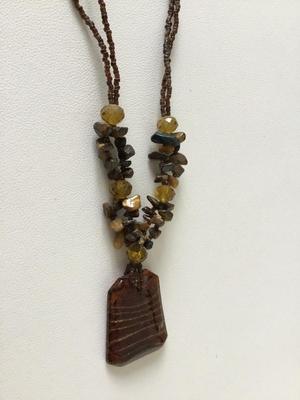 Brown beaded statement necklace