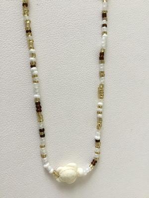 Turtle pendant beaded collar necklace