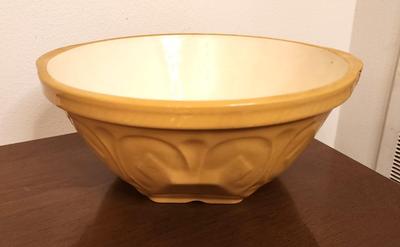 Lot #124 Beautiful Yellow Ware Antique Mixing Bowl - English, ca. 1930