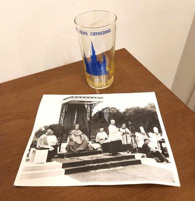 Lot #128 1938 Eucharistic Conference - New Orleans - Drinking Glass and photo
