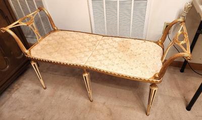Lot #129 Hollywood Regency Style Bench - Mid Century