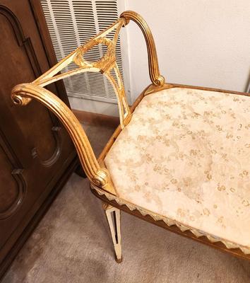 Lot #129 Hollywood Regency Style Bench - Mid Century