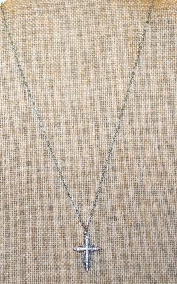 Rounded Ends Curvy Cross PENDANT (1" x ¾") on a Silver Tone Necklace Chain 17" L