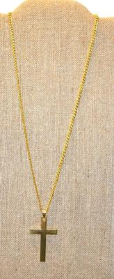 Stainless Steel Gold Plated Cross (2" x 1¼") PENDANT Necklace + Chain 22" L