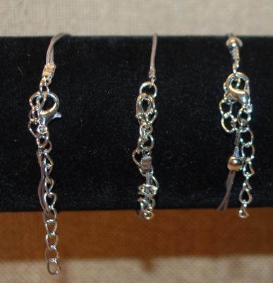 Assortment of 3 Rope Style Silver Tone Bracelets (6") with Lobster Clasps
