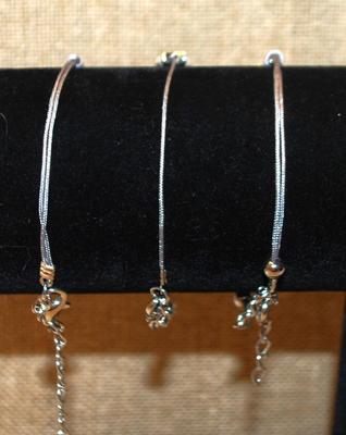 Assortment of 3 Rope Style Silver Tone Bracelets (6") with Lobster Clasps