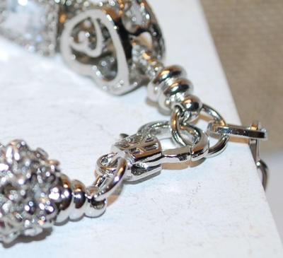 Shiny & Reflective Charm Bracelet with Boxes, Locket, Hearts & Baubles 2¼" Diameter