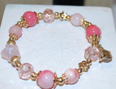 Pinkish Baubles and Beads Expandable Bracelet 2½" Diameter