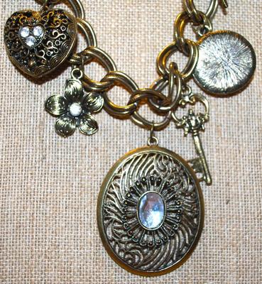 Fun Necklace with Butterflies, Puffy Heart, Key, Baubles and More 20" L