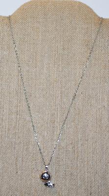 Fun Soccer Ball & Cleated Shoe PENDANT (1" x ½") on a Silver Tone necklace Chain 18" L