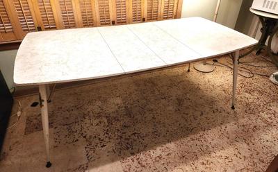 Lot #134 Vintage Formica Kitchen Table with Fleur dis Lis Accents