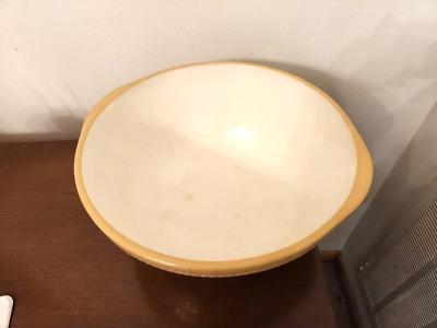 Lot #135 Large Yellow Ware Antique Mixing Bowl - English