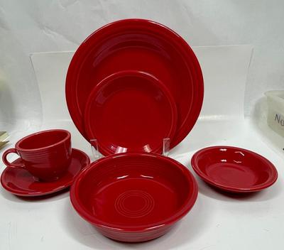 Fiestaware Place Setting Scarlet Red 6 pc Plates Bowls Cup & Saucer