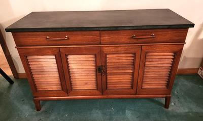 Lot #148 Mid Century Henredon Side Cabinet - Louvered Doors