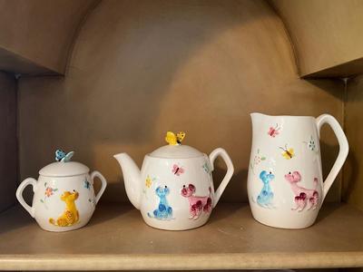 Vintage Japan Poodle/Butterfly serving sets