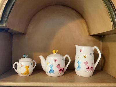 Vintage Japan Poodle/Butterfly serving sets