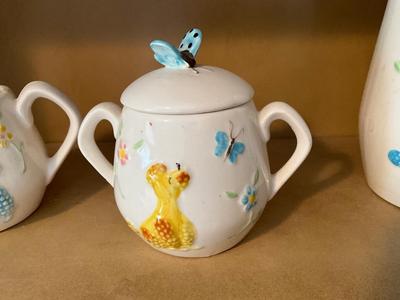 Vintage Japan Poodle Butterfly serving set
