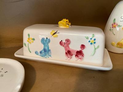 Vintage Japan Poodle Butterfly serving set