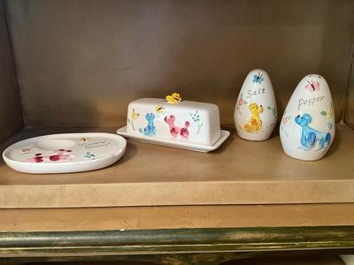 Vintage Japan Poodle Butterfly serving set