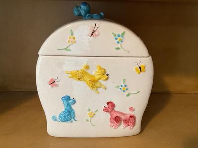 Vintage Japan Poodle Butterfly Cookie Jar