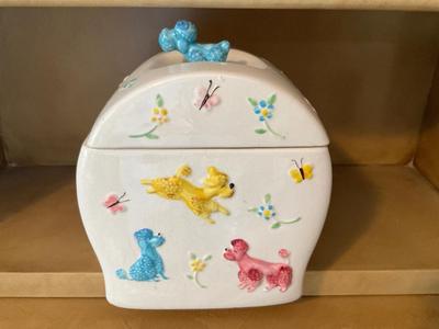 Vintage Japan Poodle Butterfly Cookie Jar