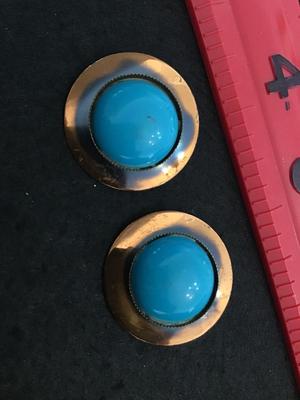 Copper Tone Turquoise Color Earrings