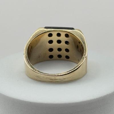 LOT 81J: 14k Black Onyx Gold Statement Ring Size 9.5 (12.8gtw)