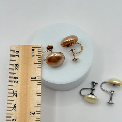 LOT 83J: Vintage Screwback Earrings - 10k Gold (5.1g) & Sterling Silver (3.2g)