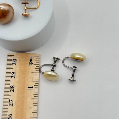 LOT 83J: Vintage Screwback Earrings - 10k Gold (5.1g) & Sterling Silver (3.2g)