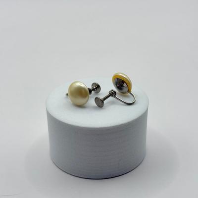 LOT 83J: Vintage Screwback Earrings - 10k Gold (5.1g) & Sterling Silver (3.2g)