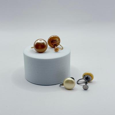 LOT 83J: Vintage Screwback Earrings - 10k Gold (5.1g) & Sterling Silver (3.2g)