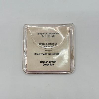 LOT 84J: Vintage Hand Made Emperor Vespasian Brass Sesteritus Coin Reproduction from the Roman-British Collection