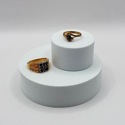 LOT 86J: 18kt Gold Electroplated Size 12 Ring & Size 9 Gold Plated Ring