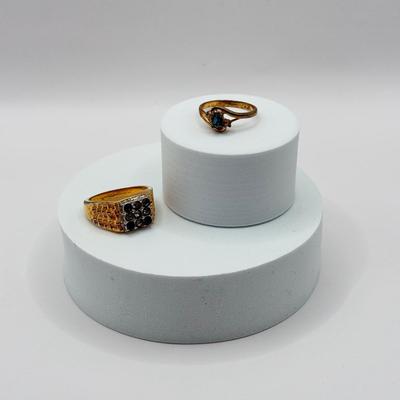 LOT 86J: 18kt Gold Electroplated Size 12 Ring & Size 9 Gold Plated Ring