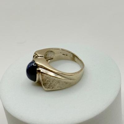 LOT 87J: 14k White Gold Ring w/ Blue Stone Size 5 (6.8g)