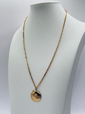 LOT 92J: Goldtone Jewelry - 17" Shell Necklace, Bracelets & Pierced Earrings