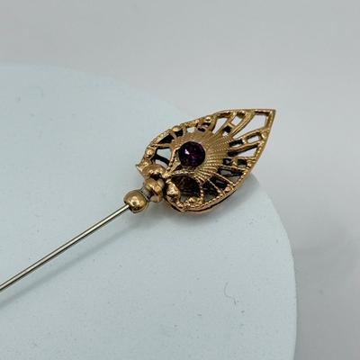 LOT 95J: Vintage Gold Plated Stick Pins & More w/ Vintage Jewelry Case