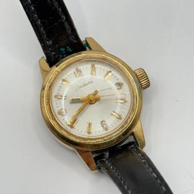 LOT 96J: Vintage Ladies' Watches - Carriage Quartz w/ Braided Leather Band, Endura w/ Norwegian Calf Band, Vienna Quartz Floral Face...