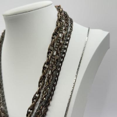 LOT 98J: Chain Necklaces & Bracelets incl. 28" 14kt White Gold Plated Necklace