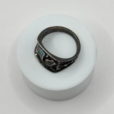 LOT 100J: Turquoise Cat Ring Size 13, Pendant w/ 18" Necklace & 6.5" Native American Style Charm Bracelet