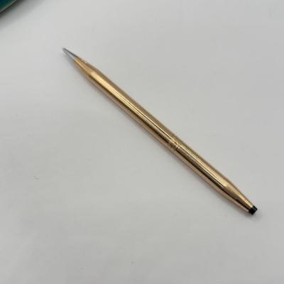 LOT 108J: 1/20 14k Gold Filled Pen, Vintage Stratton Compact, Teal Jewelry Bag & Clip on Earrings