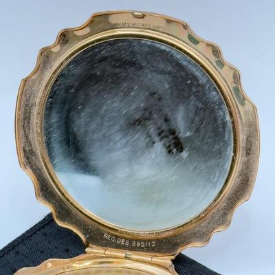 LOT 108J: 1/20 14k Gold Filled Pen, Vintage Stratton Compact, Teal Jewelry Bag & Clip on Earrings