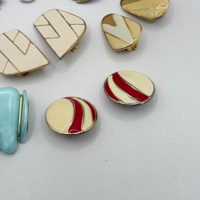 LOT 110J: Collection of Vintage Clip On Earrings - Enamel & More
