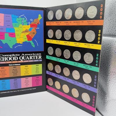 LOT 111J: 24kt Gold Plated “Racketeer Nickel” w/ COA, State Quarter Book, 1957 Penny & 1942 Dime