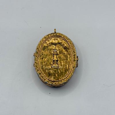 LOT 112J: Vintage 1960s Hand Painted Compact Perfume Case Pendant